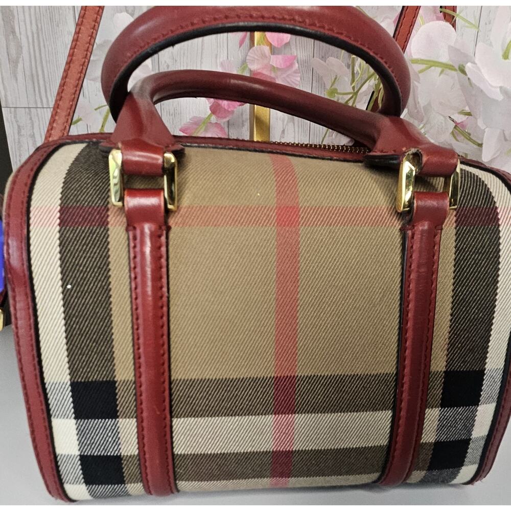 BURBERRY House Check Bridle 100 % Calfskin Medium Alchester Bowling Bag Italy - Picture 6 of 16